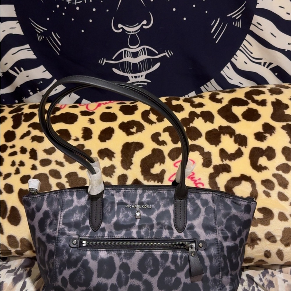 Michael Kors Black Tote Bag with Metallic Accents